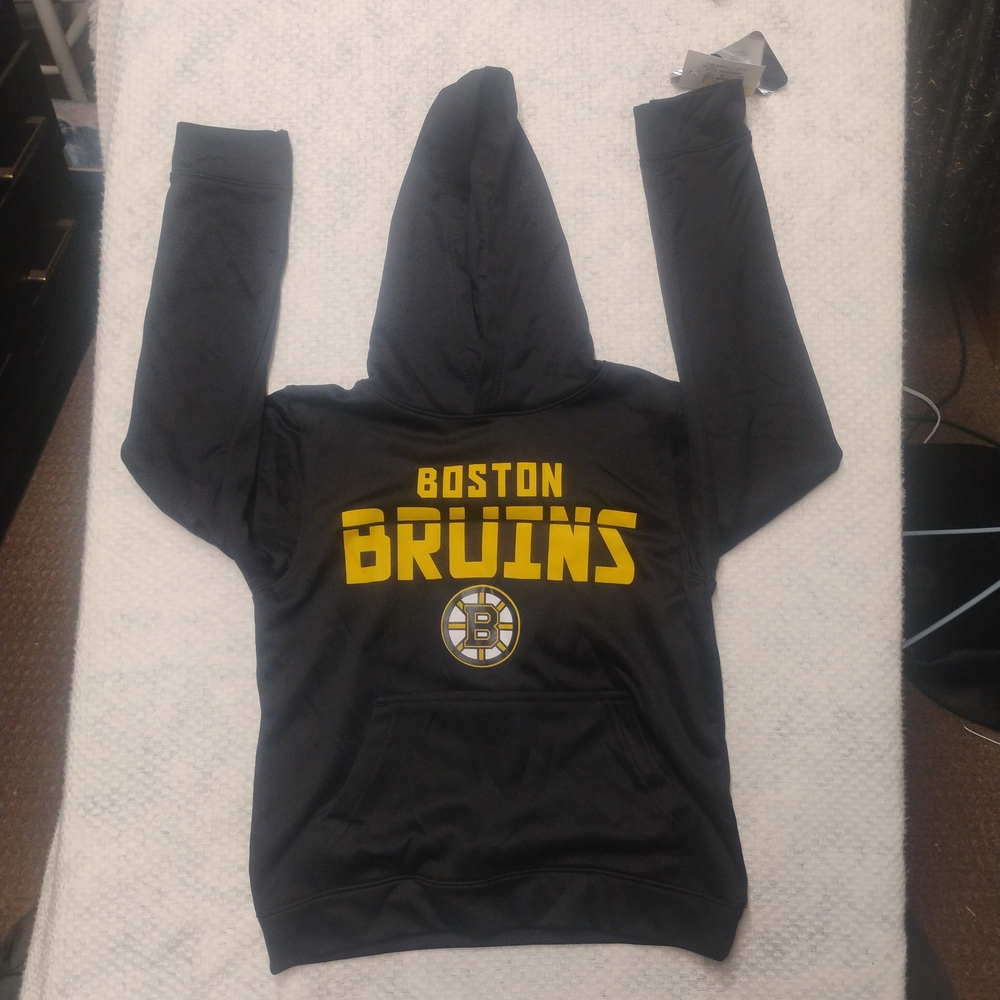 NWT NHL Boston Bruins Boys Hoodie Black Medium 8/10 Youth Hockey Ice Sporty Wear